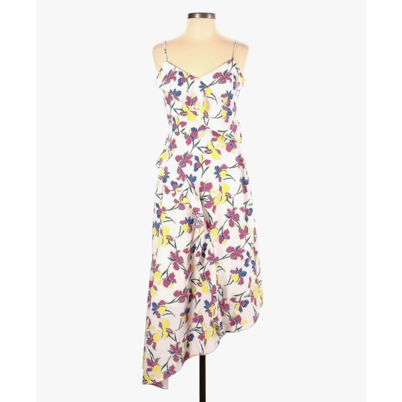 Banana Republic Floral Ruffled Spaghetti Strap Sundress Maxi Dress White 4 Small - Picture 1 of 10